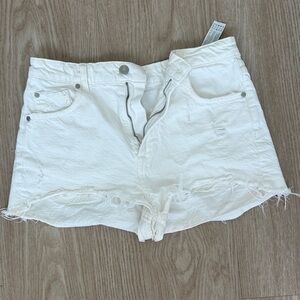 Zara White Frayed Hem Jean Shorts US SIZE 6